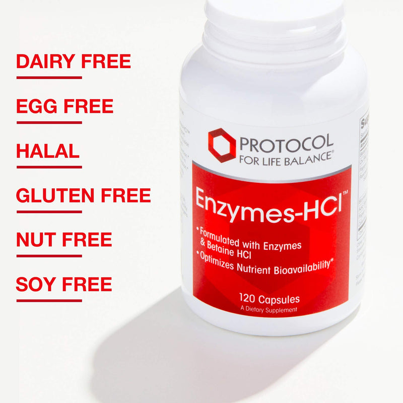 [Australia] - Protocol Enzymes-HCl - Betaine HCl and Digestive Enzymes with Bromelain - 120 Caps 