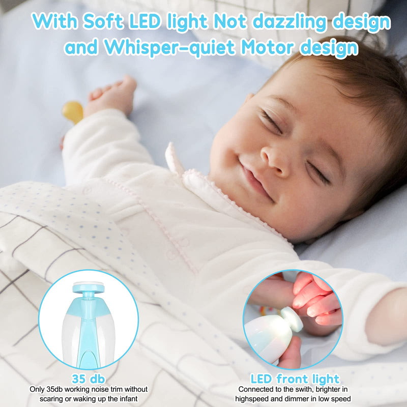 [Australia] - Electric Nail File Drill for Baby No Sharp Claws Hurt, 6 in 1 Safety Cutter Trimmer Clipper for Toes and Fingers (Blue) 