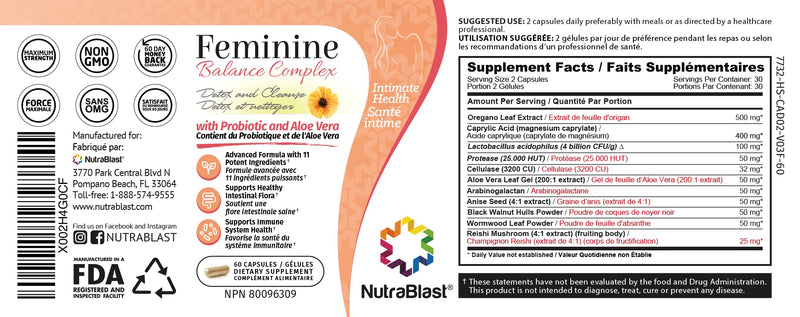 [Australia] - NutraBlast Boric Acid Vaginal Suppositories 600mg (30 Count) w/Feminine Balance Complex (60 Capsules) | Vaginal Detox & Cleanse | Supports Healthy Intestinal Flora & Immune System 