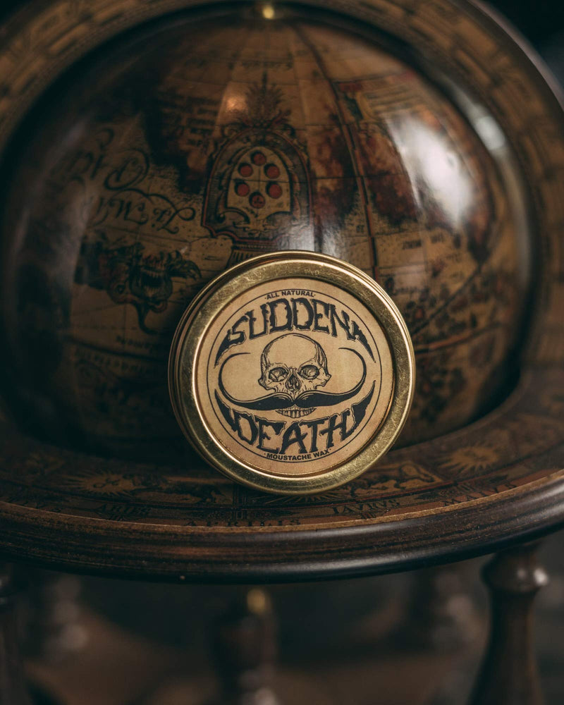 [Australia] - Mustache Wax Strong Hold Grooming For Men - 1oz Sudden Death Moustache & Beard Wax Tin - Perfect For Handlebar Mustaches By Death Grip 