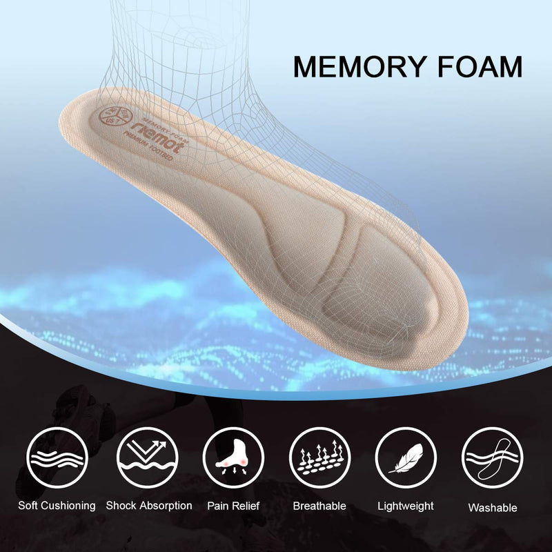[Australia] - riemot Memory Foam Insoles for Men and Women,Replacement Shoe Inserts for Sports Shoes,Trainers,Sneakers,Work Boots and Walking Shoes,Comfort,Cushioning Women Beige 5 