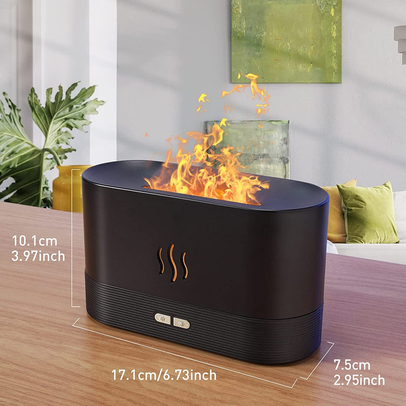 [Australia] - Flame Air Aroma Diffuser Humidifier, 7 Flame Color Noiseless Essential Oil Diffuser for Home,Office,Yoga with Auto-Off Protection (Black) Black 