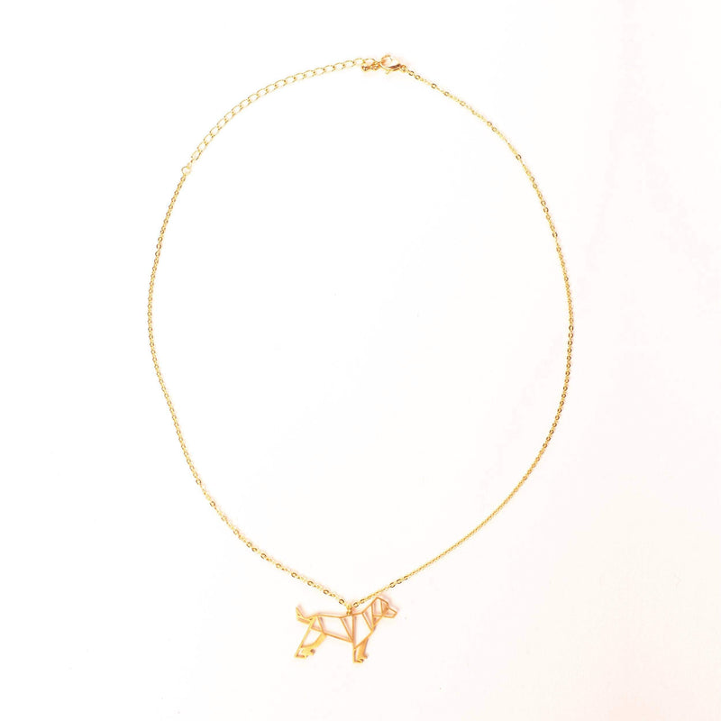 [Australia] - La Menagerie Dog Gold Origami Jewelry & Gold Geometric Necklace – 18 Karat Plated Gold Necklace & Dog Necklaces for Women – Dog Necklace for Girls & Origami Necklace 