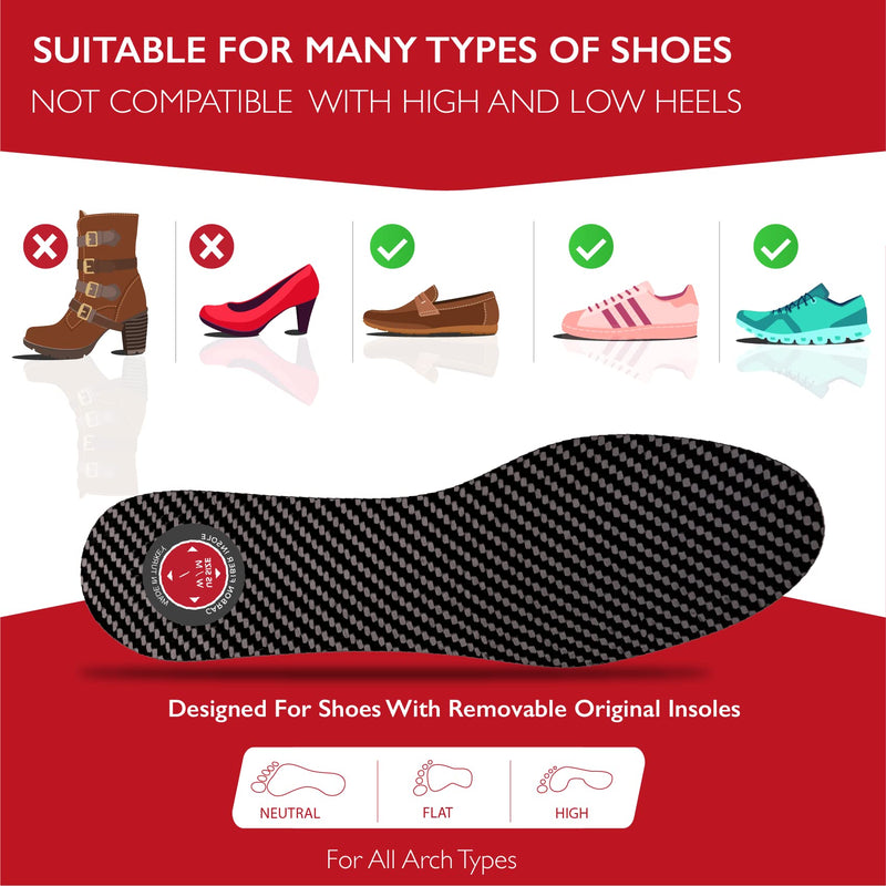 [Australia] - TEGA Carbon Fiber Insole (1 Pair) - for Turf Toe, Foot Fractures, Hallux Rigidus and Limitus - Rigid Shoe Insert for Sports, Hiking, Trekking, Basketball, Running - Alternative to Post Op Shoe 235 mm - Women's Size 8-8.5, Men's 7-7.5 