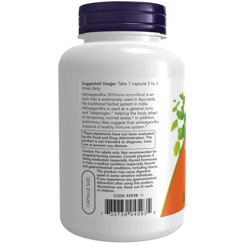 [Australia] - NOW Supplements, Ashwagandha (Withania somnifera) 450 mg (Standardized Extract), 180 Veg Capsules 180 Count (Pack of 1) 