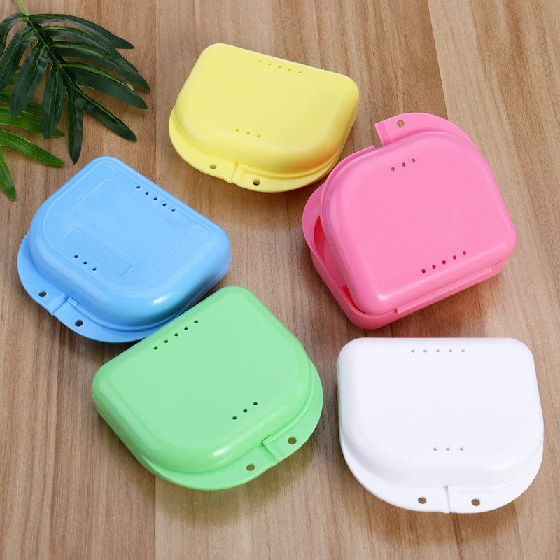 [Australia] - 5pcs Retainer Case Mouth Guard Case Orthodontic Dental Retainer Box Denture Storage Container with Vent Holes 