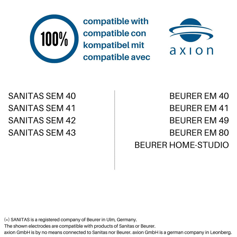 [Australia] - Compatible electrodes SANITAS BEURER Compatible - 4 TENS & EMS Pads electrostimulation Machines - 3.5mm Button - axion Brand Quality 