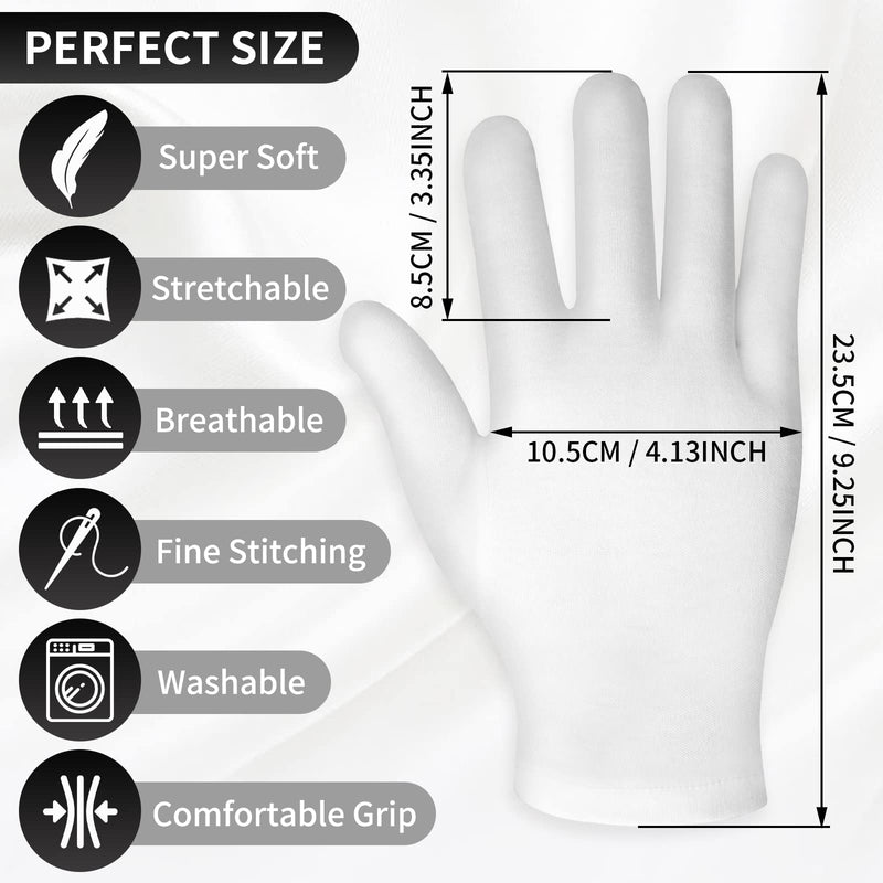 [Australia] - Sibba 2 Pairs Touch Screen Moisturizing Gloves White Cotton Moisturizing Gloves Overnight Bedtime Heal Eczema Sleeping Lotion Hand Spa Treatment Gloves Repair Rough Cracked Dry Chapped Hands Skin 