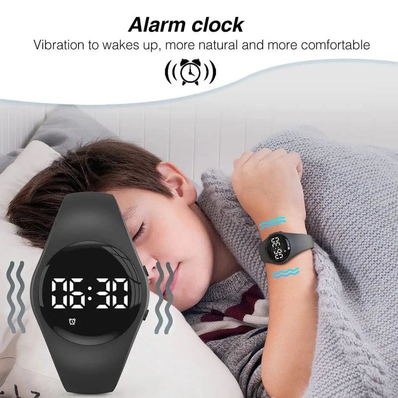 [Australia] - Led Digital Pedometer Watch , Digital Steps Tracker , Non-Bluetooth, Vibrating Alarm Clock, Stopwatch, Great Gift for Children Teens Girls Boys Women Black 