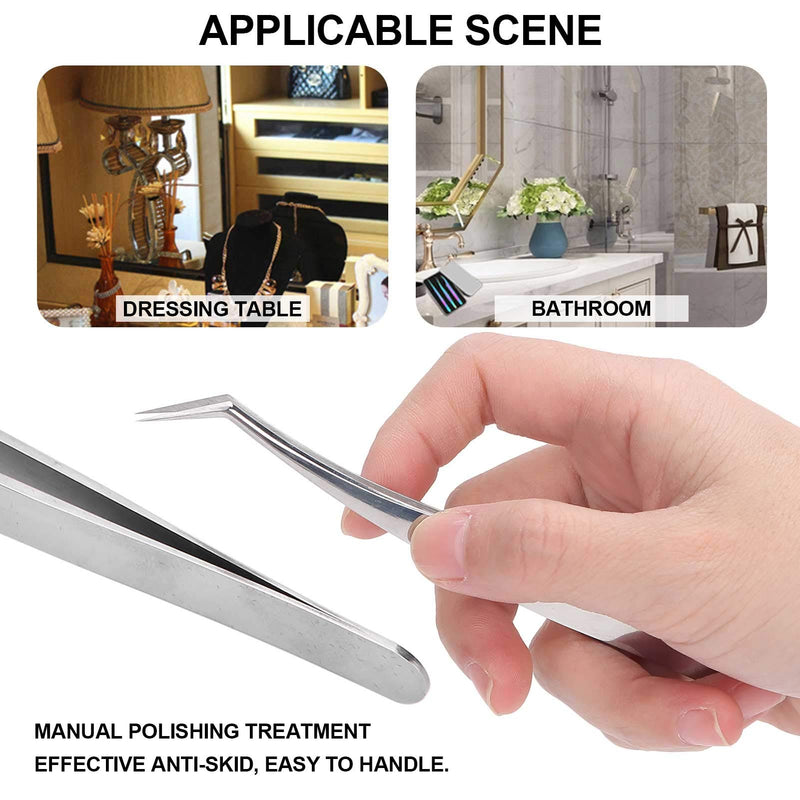 [Australia] - Eyelash Tweezers, Stainless Steel Anti-Skid Eyelash Grafting Tweezers, Durable for Easy To Handle Grafting, Splitting, Parting Individuals Eyelash Artists 