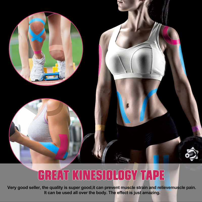 [Australia] - Kinesiology Tape Precut(3 Pack) Elastic Therapeutic Sports Tape Water Resistant Athletic Tape for Knees, Ankles, Shoulder, Elbow, Pain Relief and Injury Recovery 2 Inch x 16.4 feet Per Roll (Beige) (3 Pack) Beige 