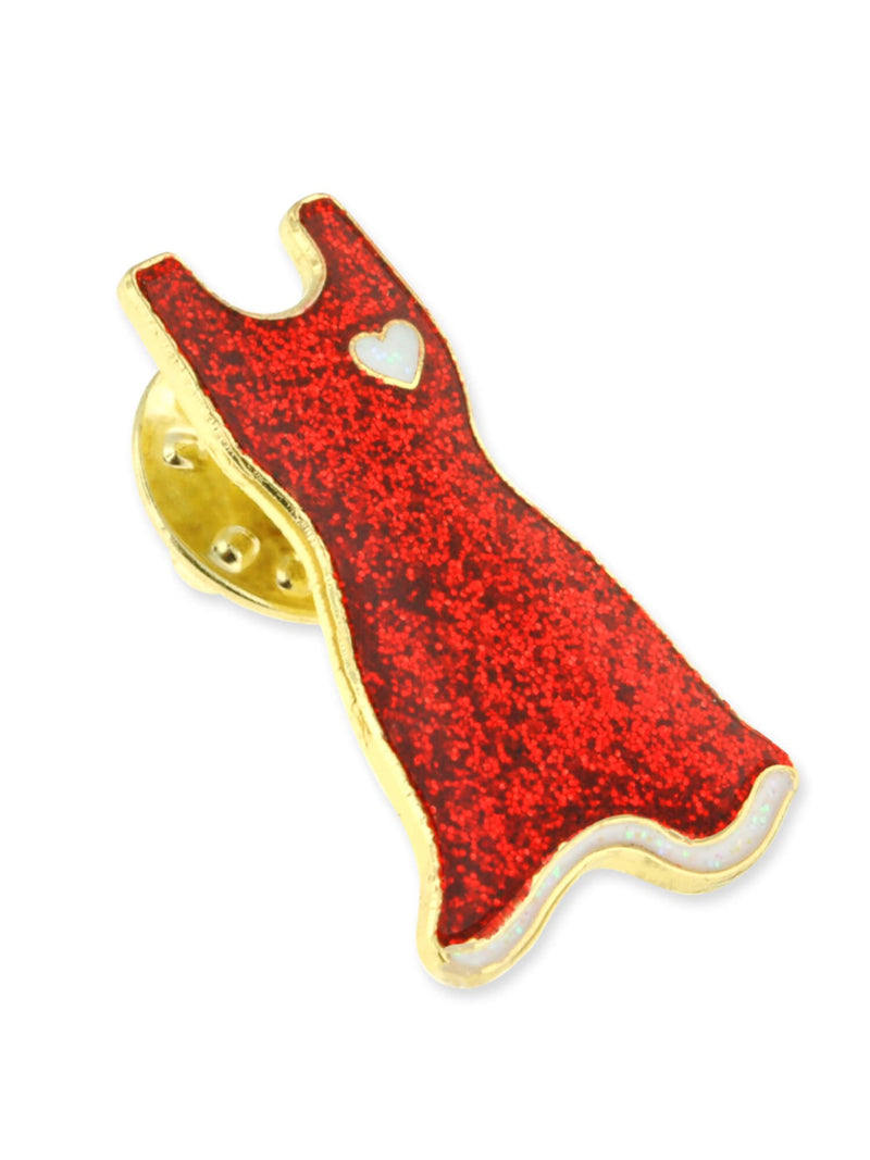 [Australia] - PinMart Glitter Red Dress American Heart Month Enamel Lapel Pin 1 Piece 