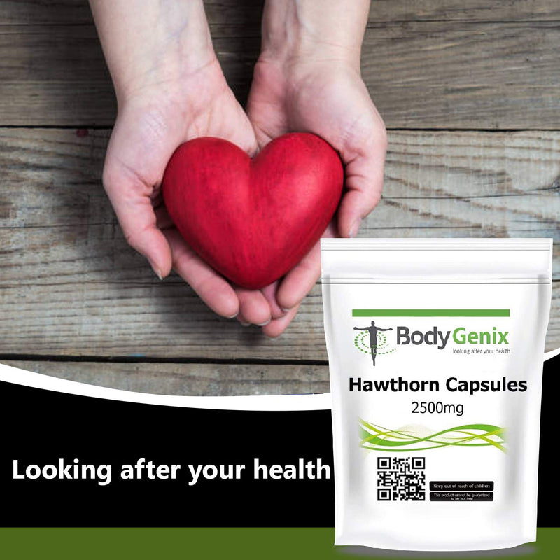 [Australia] - Hawthorn Capsules 2500mg Bodygenix Blood Circulation, Heart Support Supplement (120) 120 