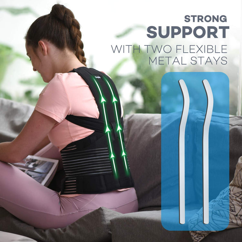 [Australia] - Omples Posture Corrector for Women and Men Back Brace Straightener Shoulder Upright Support Trainer for Body Correction and Neck Pain Relief, X-Large (Waist 42-46 inch), Patent Pending X-Large (Pack of 1) 