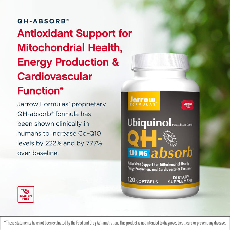 [Australia] - Jarrow Formulas QH-absorb 100 mg - 120 Softgels - High Absorption Co-Q10 - Active Antioxidant Form of Co-Q10 - Supports Mitochondrial Energy Production and Cardiovascular Health - Up to 120 Servings 120 Count (Pack of 1) 