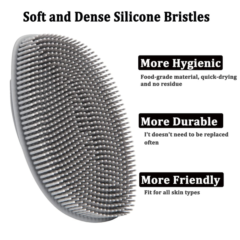 [Australia] - HieerBus Silicone Body Scrubber Flat Shower Brush Gentle Exfoliating and Massage,Lathers Well And More Hygienic Than Traditional Loofah 1 Pack (Gray) 3rd-gray 
