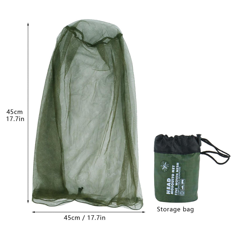 [Australia] - 2 Pack Mosquito Head Net Midge Net Head Cover for Outdoor Hiking Fishing Camping Green and Black Green, Black 