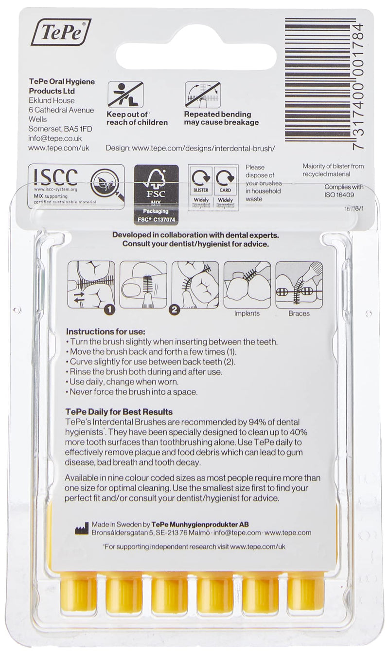 [Australia] - Tepe 0.7 mm Interdent Yellow Brushes - Pack of 6 pieces 