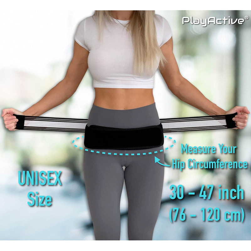 [Australia] - PlayActive Sacroiliac SI Joint Hip Belt - Lower Back Support Brace for Men and Women - Hip Braces for Hip Pain - Pelvic Support Belt - Trochanter Belt - Sciatica Pelvis Lumbar Pain Relief (Regular) REGULAR (Hip Size 30 - 47 inch) 