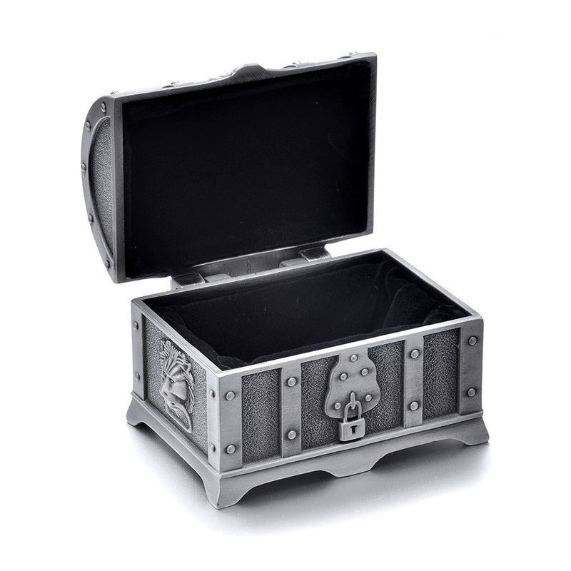 [Australia] - AVESON Rectangle Vintage Metal Treasure Chest Trinket Jewelry Box Gift Box Ring Case for Girls Ladies Women, Small, Tin Color 