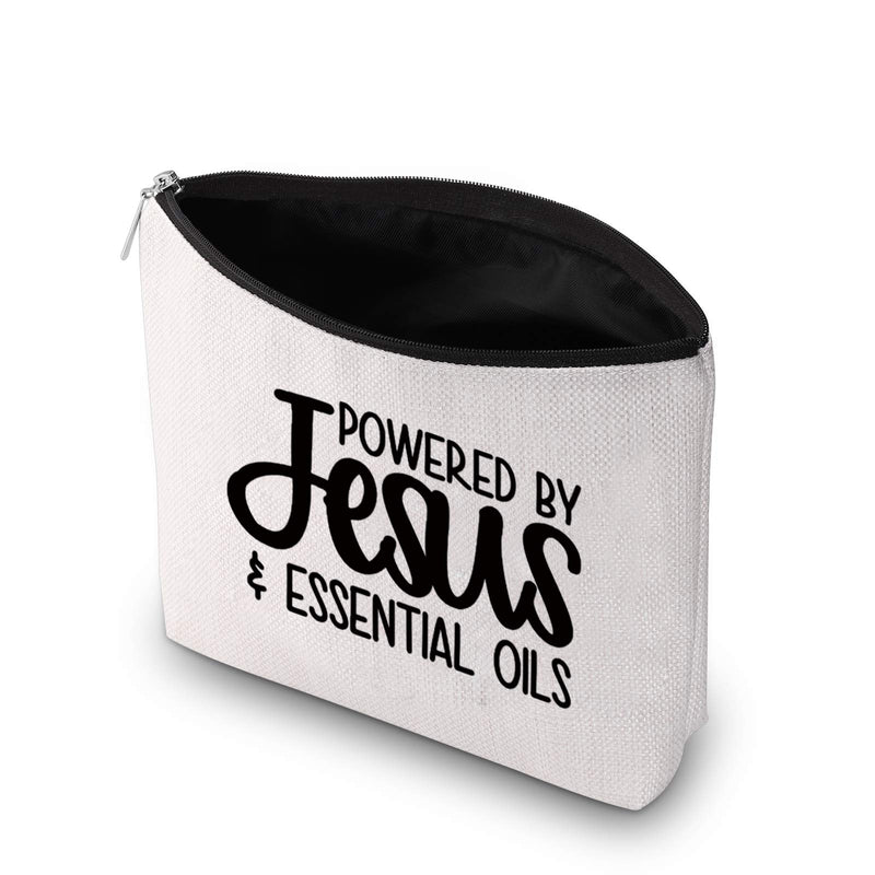 [Australia] - JXGZSO Essential Oils Bag Powered by Jesus and Essential Oils Makeup Bag Essential Oils Gift Oily Life (Powered by Jesus White) Powered by Jesus White 