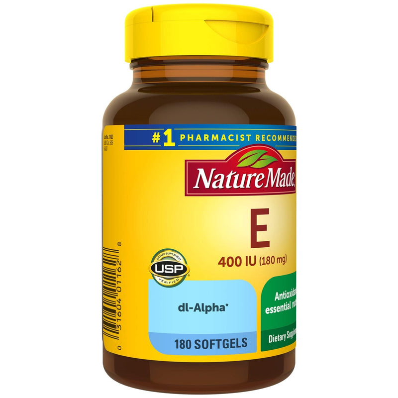 [Australia] - Nature Made Vitamin E 180 mg (400 IU) dl-Alpha, Dietary Supplement for Antioxidant Support, 180 Softgels, 180 Day Supply 180 Count (Pack of 1) 