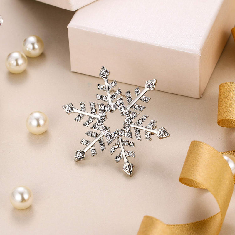 [Australia] - EVER FAITH Austrian Crystal Elegant Winter Snowflake Star Brooch Pin Clear Silver-Tone 