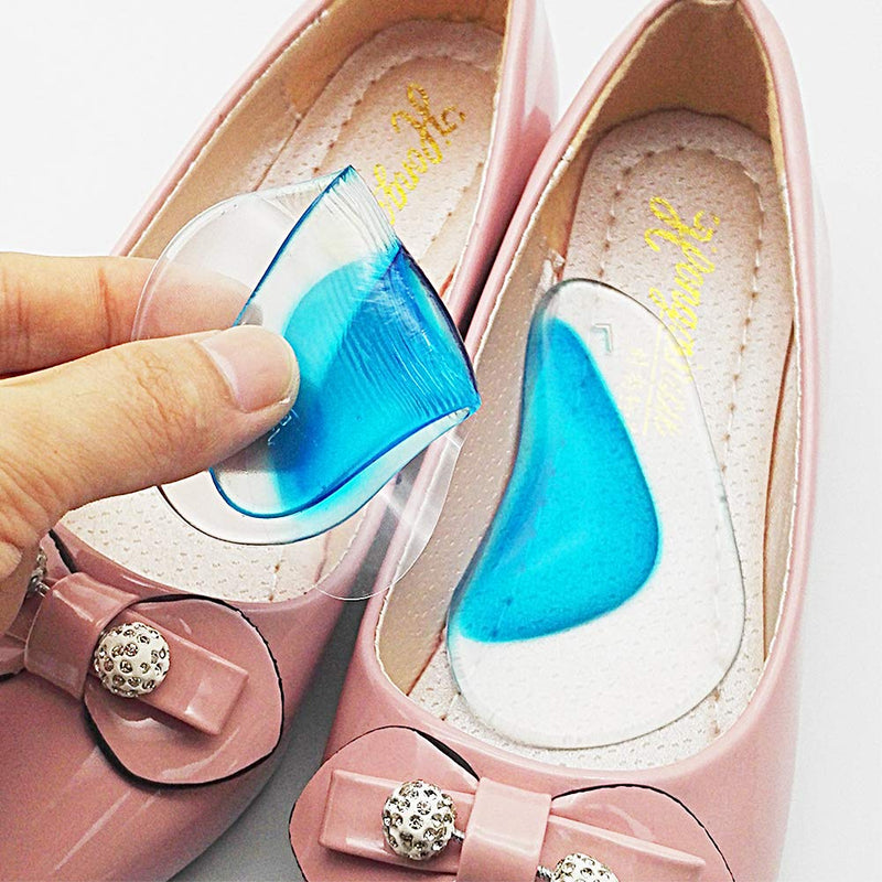 [Australia] - 2 Pairs Gel Arch Support Insoles, Silicone Orthopedic Flat Feet Orthotic Arch Support Insoles Plantar Fasciitis Shoe Arch Support Gel High Heel Inserts Cushion Pads for Women Men (Blue) 2 Pairs 