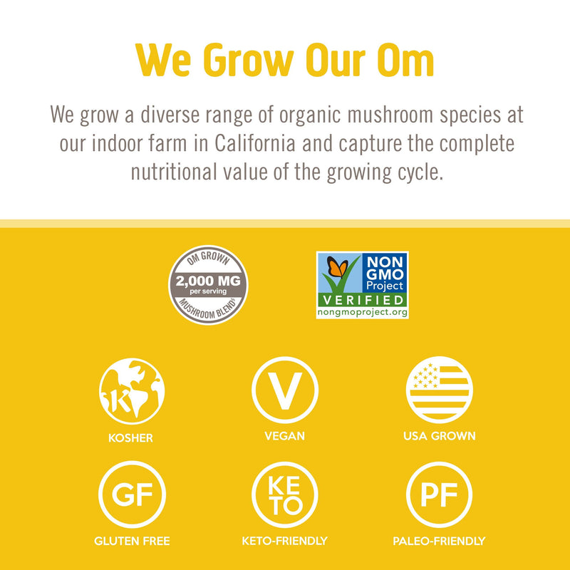 [Australia] - Om Mushroom Superfood Lion's Mane Mushroom Capsules Superfood Supplement, 180 Count, 60 Days, Fruit Body and Mycelium Nootropic for Memory Support, Focus, Clarity, Nerve Health, Creativity and Mood Lion's Mane Capsules 180 Count (Pack of 1) 