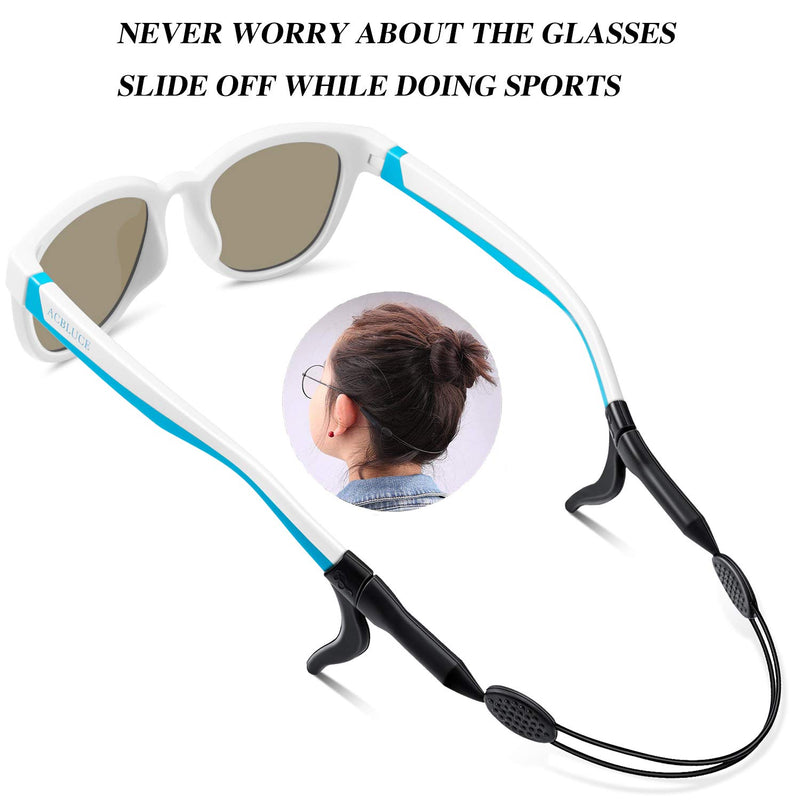 [Australia] - ACBLUCE Kids Polarized Sports Sunglasses TPEE Frame with Adjustable Strap for Boys Girls Age 6-12 A-bright White/Blue Frame|blue Revo Lense 