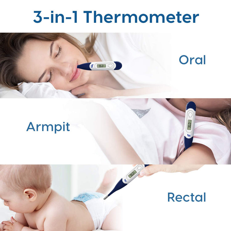 [Australia] - Femometer Thermometer for Adults Digital Thermometers with Flexible Tip, Fast Accurate Oral Body Thermometer for Adults Kids and Babies 