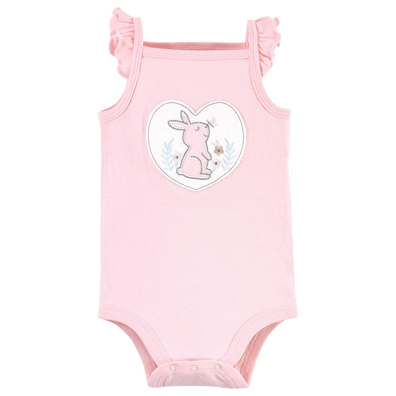 [Australia] - Hudson Baby Unisex Baby Cotton Sleeveless Bodysuits 0-3 Months Sweet Bunny 