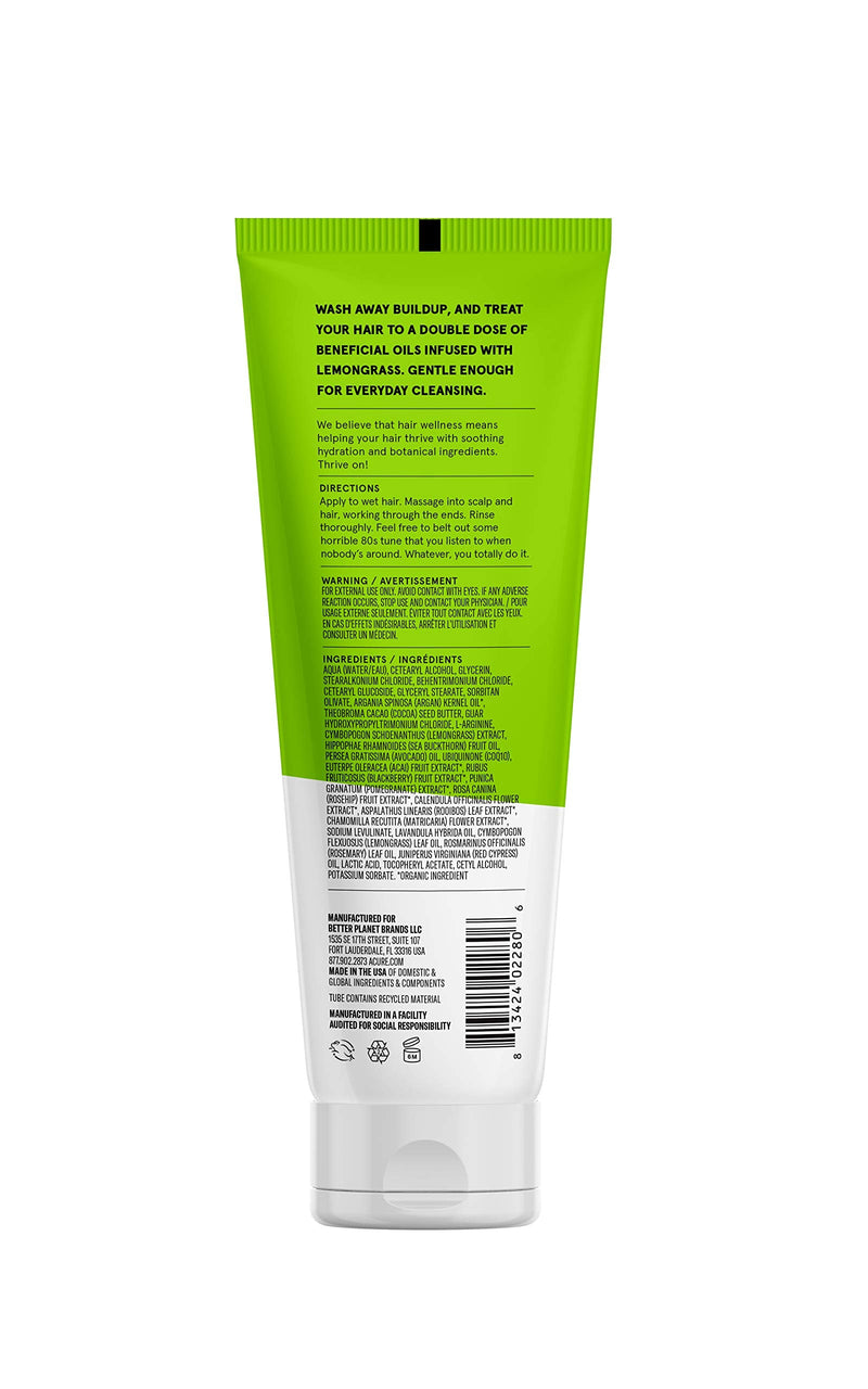 [Australia] - Acure Curiously Clarifying Conditioner & Argan Gently Cleanses, Removes Buildup, Boost Shine & Replenishes Moisture Lemongrass 8 Fl Oz 