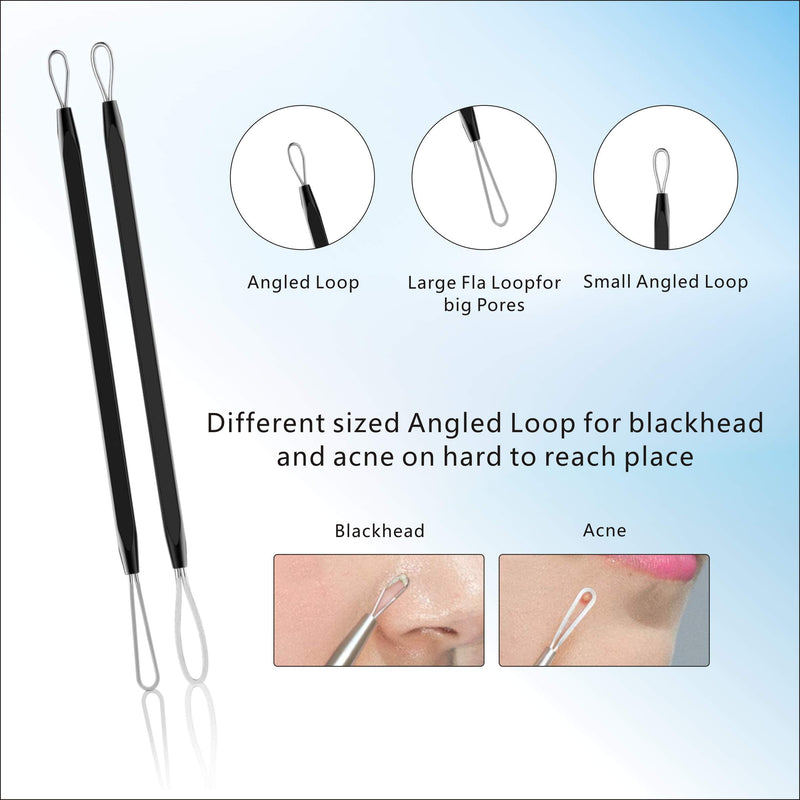 [Australia] - [New]Blackhead Remover Tool 11PCS, Ybaoo Professional Pimple Popper Tool Kit - Treatment for Blackheads, Pimples, Whiteheads and Zit Popper and Metal Case (Black) 