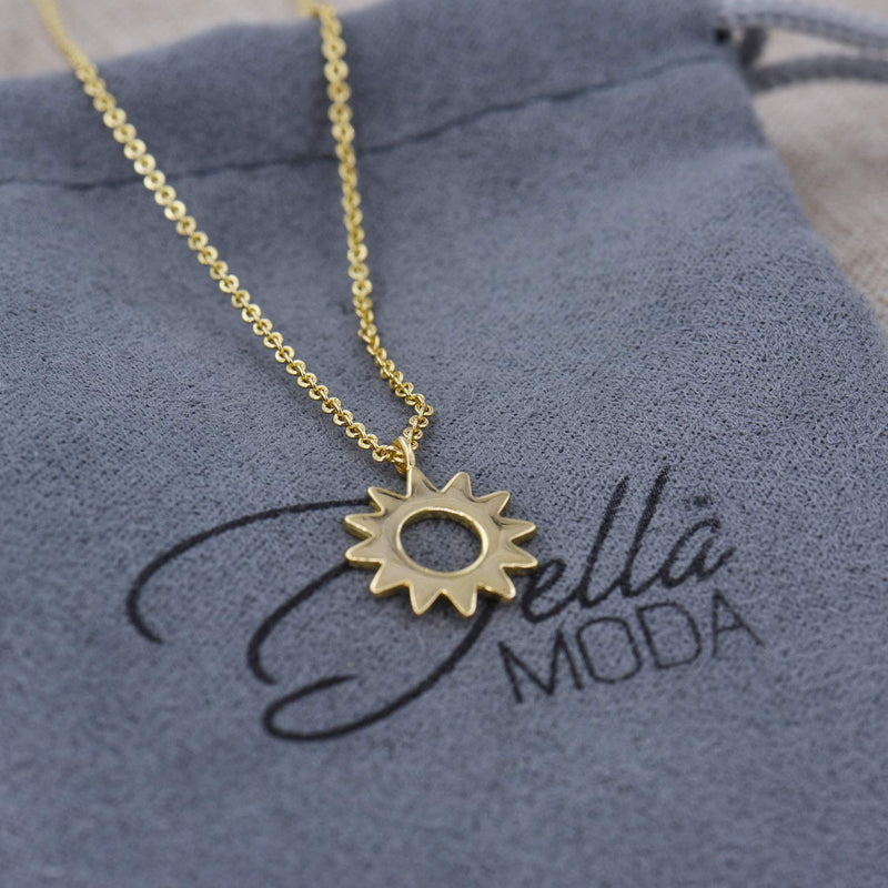 [Australia] - DELLA MODA Gold Sun Pendant Necklace | 16 Inch | 18k Gold Plated Hypoallergenic Brass 