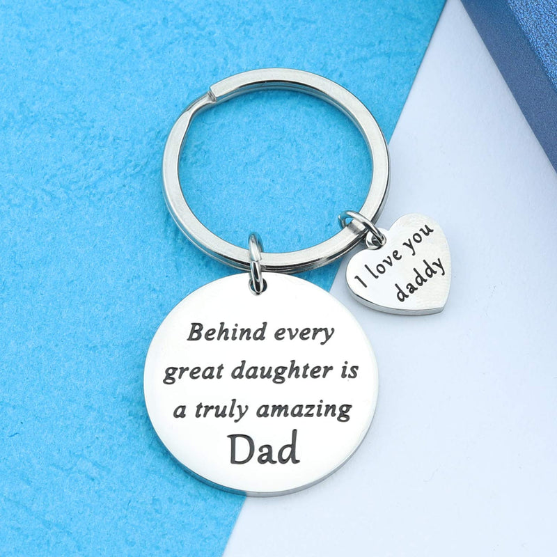 [Australia] - HN HNHB Great Daughter Amazing Dad Father Keychain Daddys & Daughter Best Gift Father's Day Jewelry Gifts Behind Daughter KE 