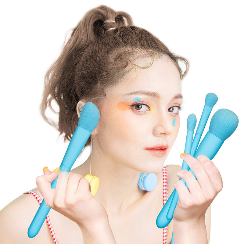 [Australia] - Makeup Brush Set for Powder, Contour, Blush, Eyeshadow, Eyeliner, Blending, Precise, Premium Synthetic Makeup Brush Set of 8, Blue 8Pcs 