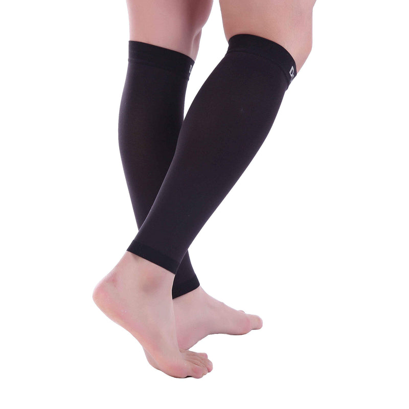 [Australia] - Doc Miller Calf Compression Sleeve Men and Women - 20-30mmHg Shin Splint Compression Sleeve Recover Varicose Veins, Torn Calf and Pain Relief - 1 Pair Calf Sleeves Black Color - Small Size 