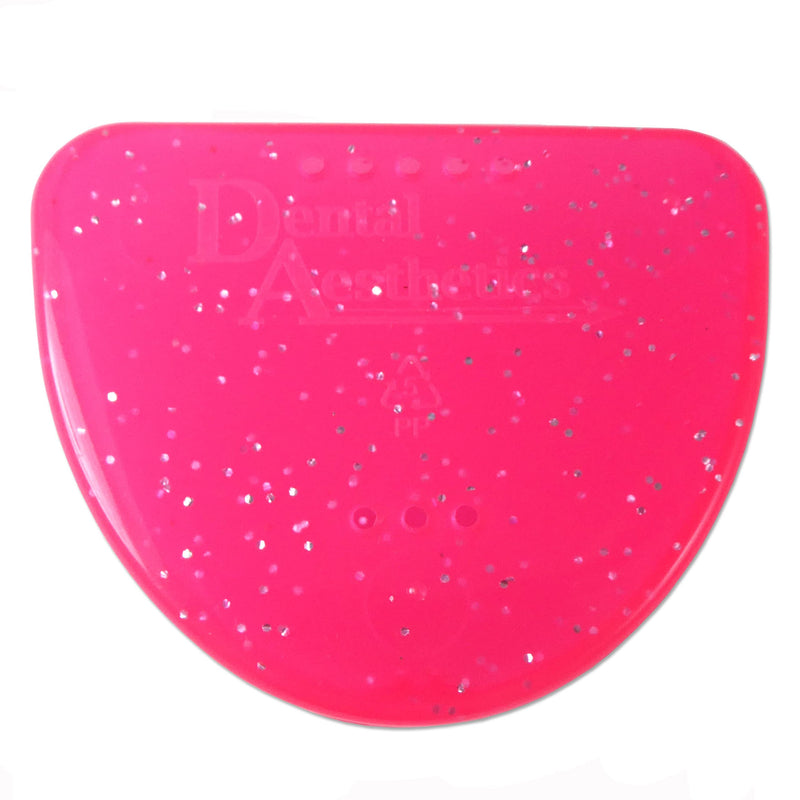 [Australia] - Slim Orthodontic Dental Case x 2 - Colour & Glitter Choices for Retainers, Bleaching Trays, Dentures & More (Glitter Pink & Glitter Purple) Glitter Pink & Glitter Purple 