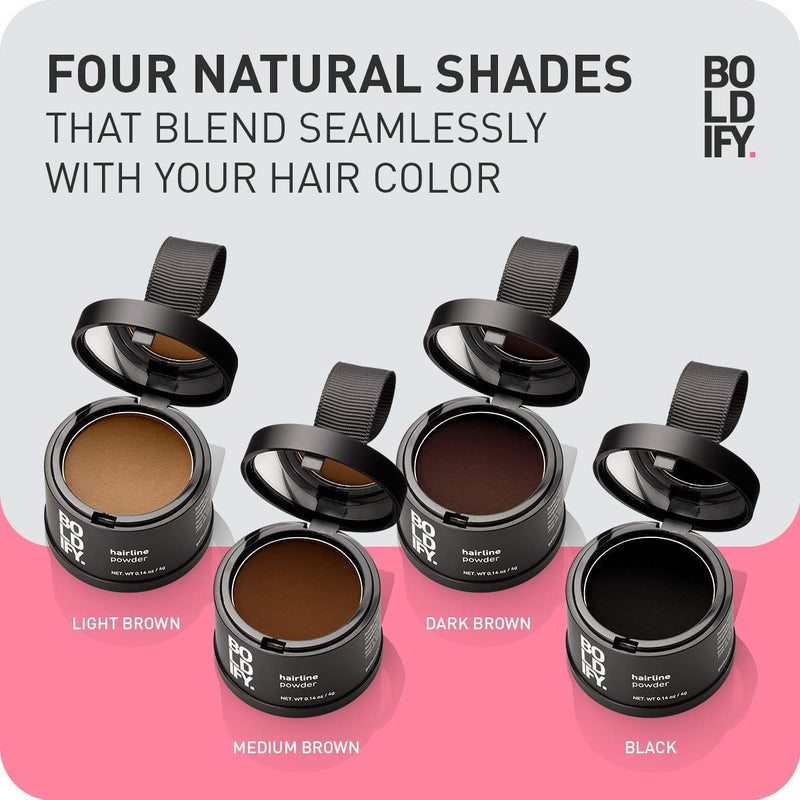 [Australia] - BOLDIFY Hairline Powder (Black) Conceals Hair Loss and Instantly Fills In Bald Spots, Receding Hairlines, and Wide Parts -48 Hour Formula for Hair & Beard - Gray Hair Coverage & Root Concealer Black 