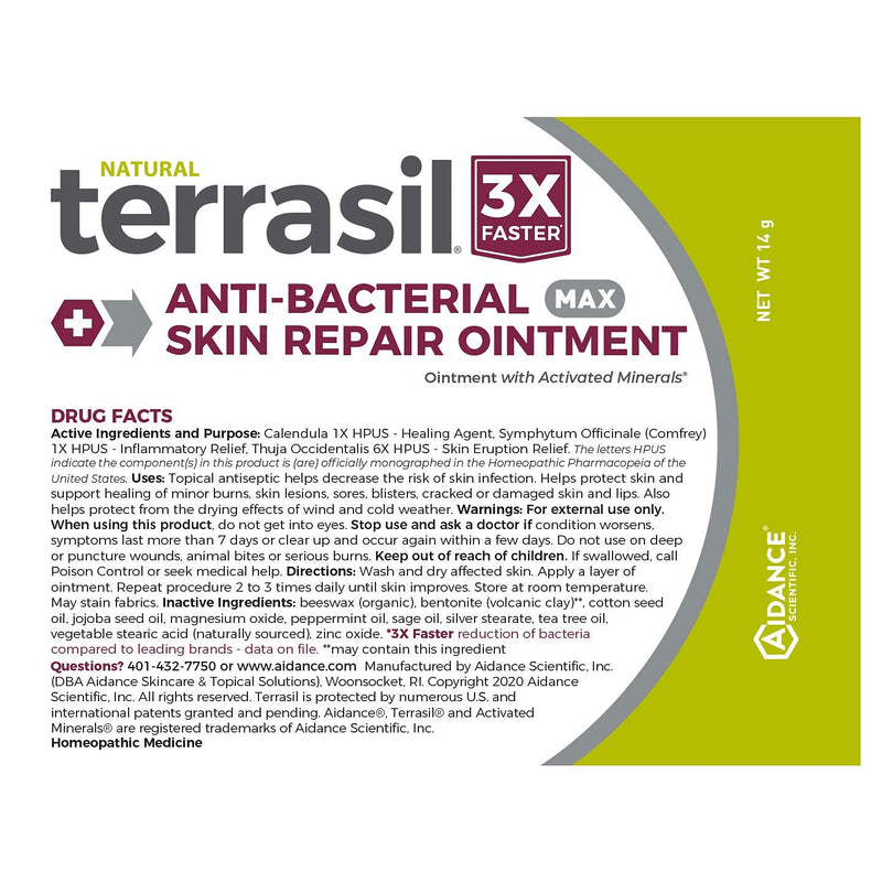 [Australia] - Antibacterial Skin Repair Maximum Strength Natural Ingredients Formula for Fissures Folliculitis Angular Cheilitis Impetigo Chilblains Lichen Sclerosus Boils Cellulitis by Terrasil (14gm tube)) 