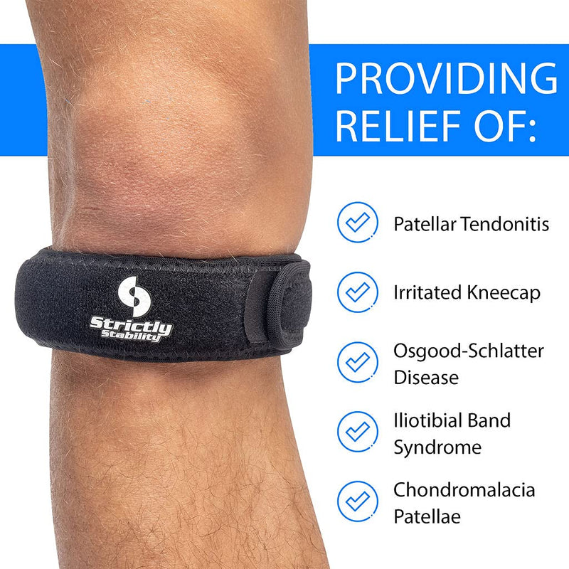 [Australia] - StrictlyStability Patellar Tendon Knee Strap for Pain Relief for Athletic Support, Jumper’s Knee, Runner's Knee and Tendonitis (One Size) One Size 