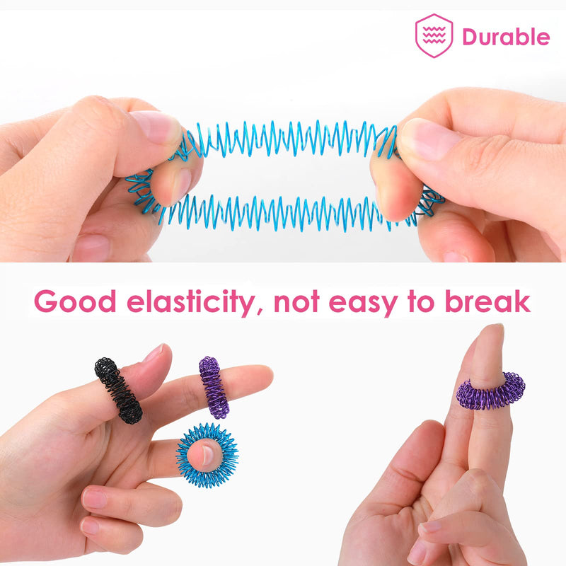 [Australia] - 8 Pieces Acupressure Rings-Spiky Sensory Finger Rings Acupuncture Rings Fidget for Silent Stress Reducer and Massager Improves Blood Circulation 8 Pcs 