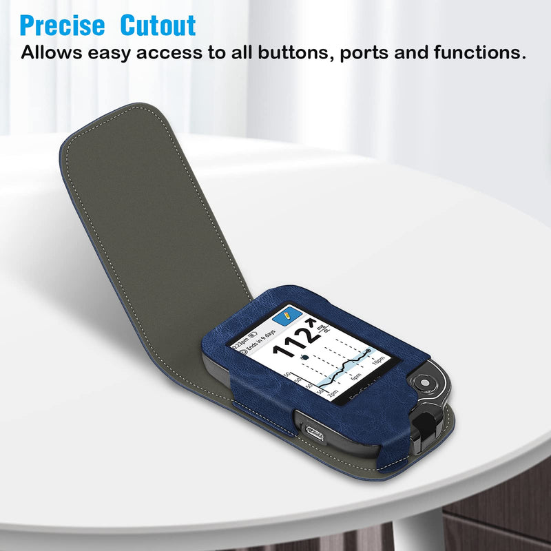 [Australia] - MEDMAX PU Leather Protective Case for Freestyle Libre 2 / Libre Reader, Lightweight Shockproof Diabetic Storage Carrying Case with Clip and Handle (Navy) Navy 