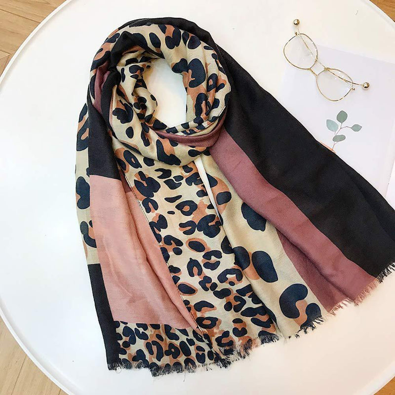 [Australia] - Leopard Print Women Shawl Scarf - Lightweight Cape Shrugs Wraps Pashmina Stole Neckerchief Autumn Summer Winter Soft Long Wedding Party Accessories Style a 