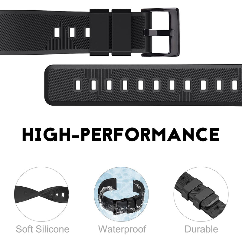 [Australia] - Ritche Silicone Watch Band 18mm 20mm 22mm Quick Release Rubber Watch Bands for Men Women Black / Black 
