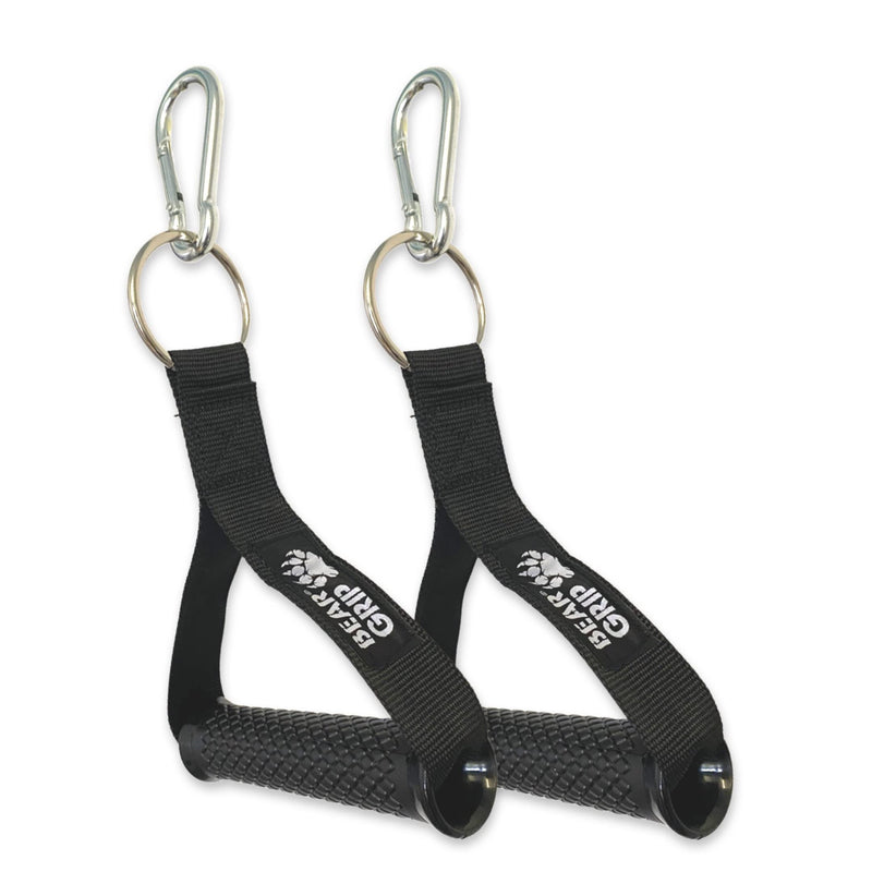 [Australia] - BEAR GRIP - Cable Machine Handles, Resistance Band Handles, Strong Nylon Webbing and O ring for gym and home workouts. (Sold in Pairs) 