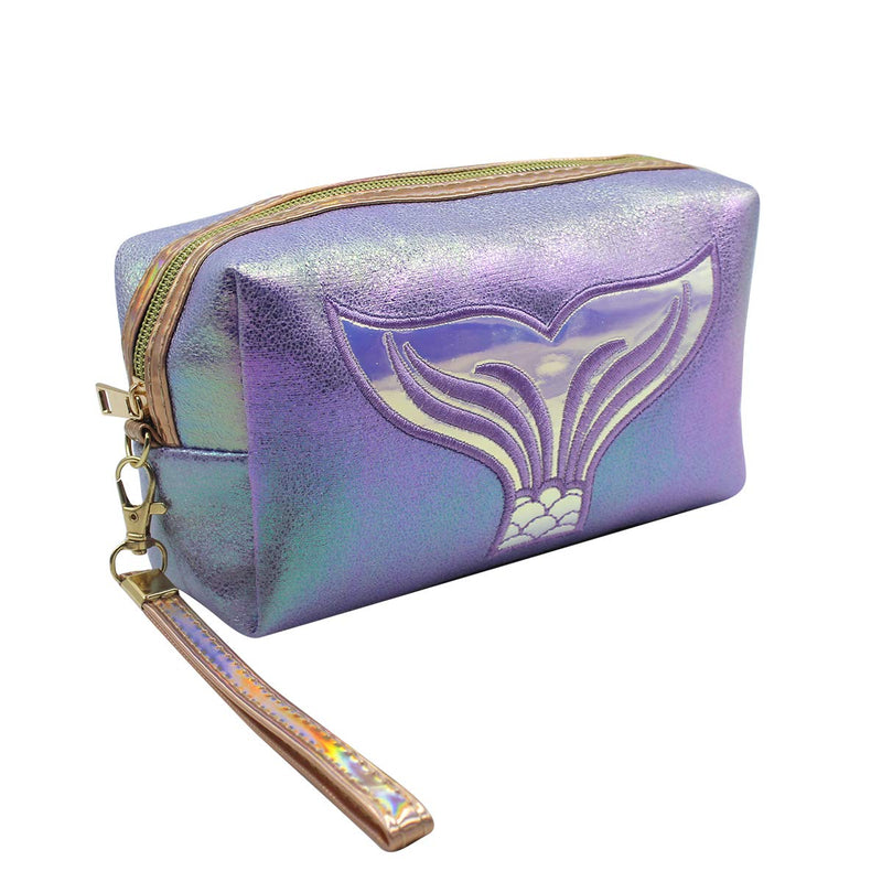 [Australia] - mosstyus Holographic Cosmetic Bag Travel Toiletry Organizer Mermaid Storage Purse Small Make up bags for Girls Blue 