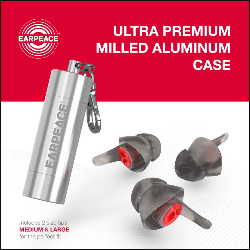 [Australia] - EARPEACE PRO Moto Hearing Protection Earplugs – Reusable High Fidelity Earplugs for Motorcycle Riding, Motorsports, Commuting and Racing – Patented Noise Canceling Up to 24dB, Silver Case Moto - PRO 