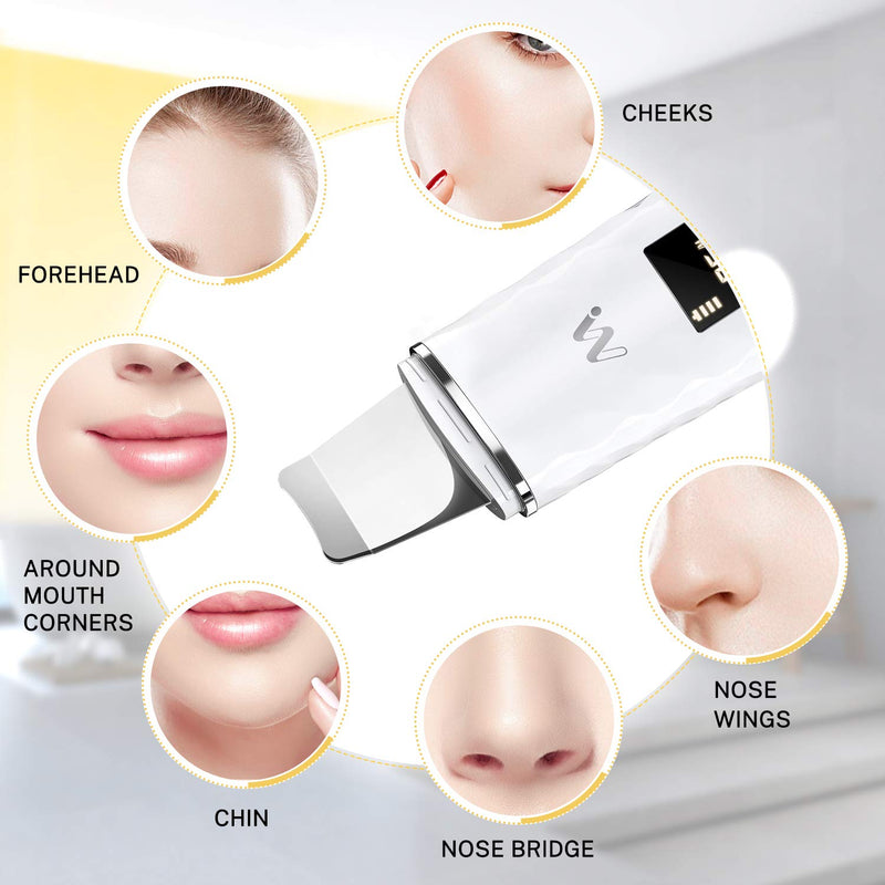 [Australia] - Misiki Skin Scrubber, Skin Spatula, Facial Deep Cleansing and Blackhead Remover Comedone Extractor, Facial Skin Scrubber, Pore Cleanser & USB Charger, Facial Lifting Tool 